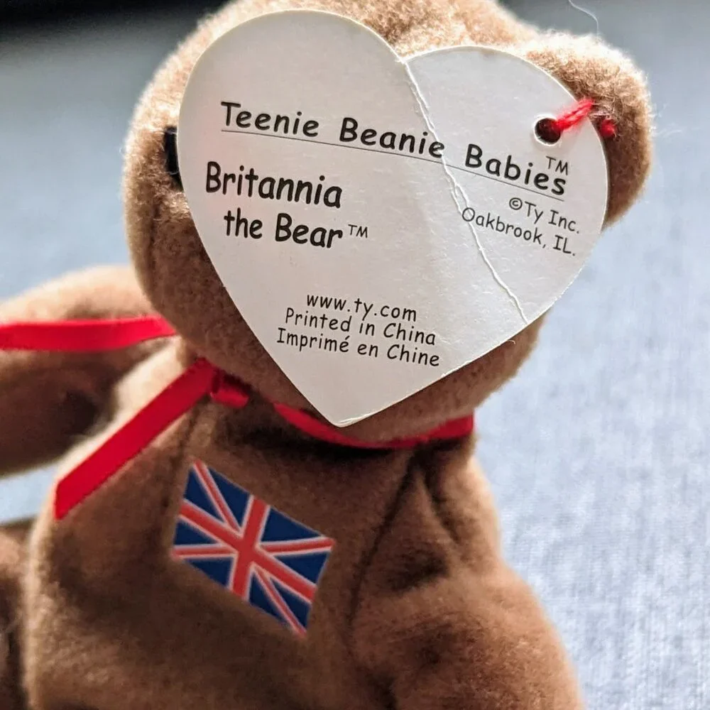 TY Teenie Original Beanie Babies Britannia the Bear 1997 Tags With Errors